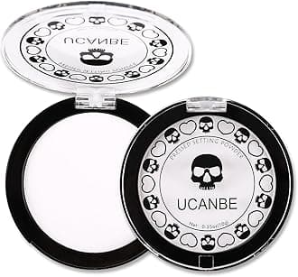 UCANBE White Pressed Setting Powder for Special Effects & Halloween Makeup, Translucent Matte Finishing Powder, Baking White Face Powder for Long Lasting Coverage, Portable Compact