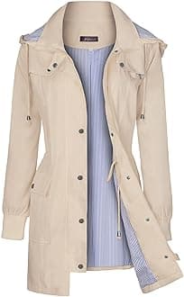 Bloggerlove Womens Rain Jackets with Hood Lightweight Long Rain Coats for Women Waterproof Hiking Windbreaker Khaki Xxl