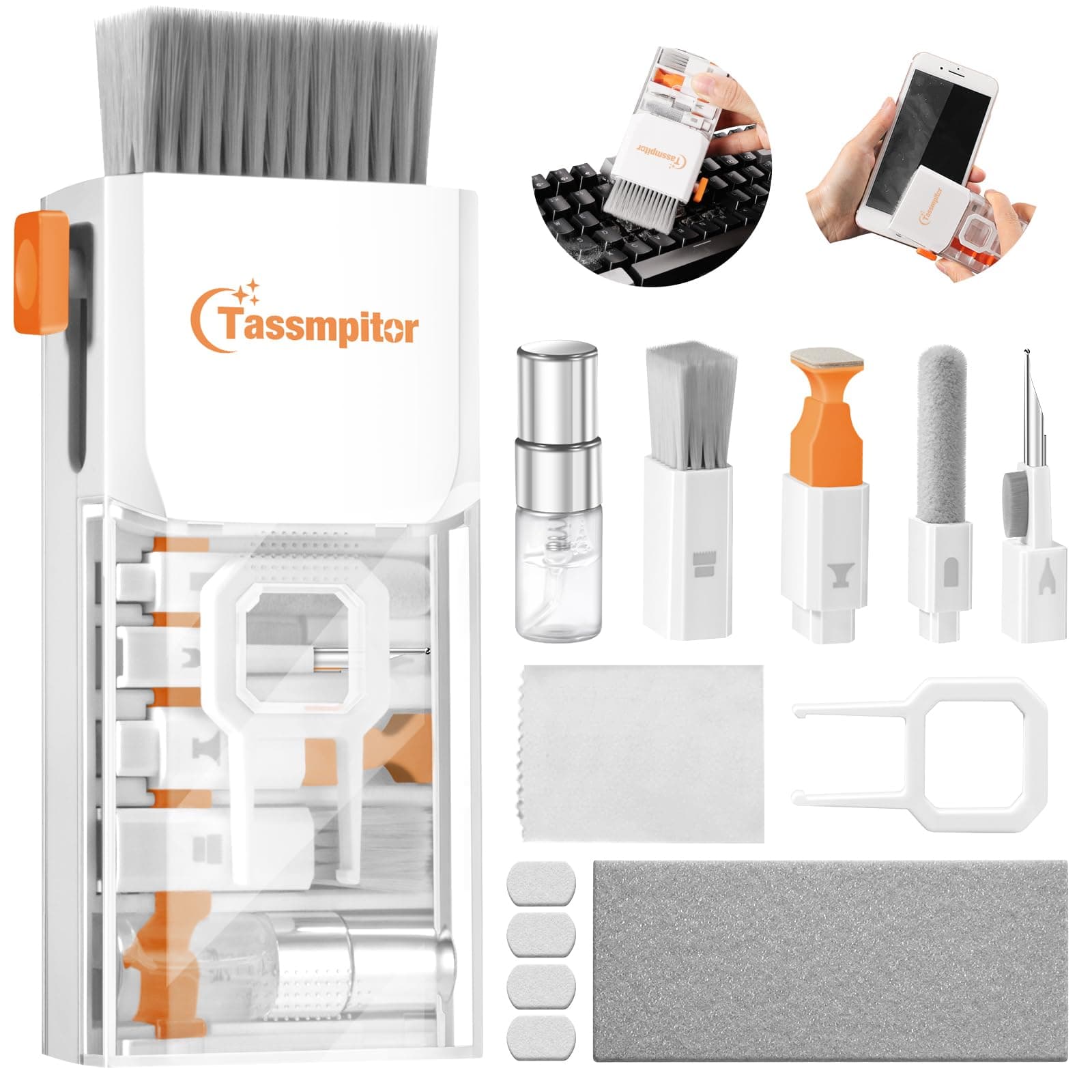 Laptop Cleaning Kit Keyboard Cleaner, Electronics Cleaning Tool for MacBook iPad Phone iPhone Pro, Brush Tool for Tablet, Computer, PC, TV Camera Lens, Bright White, GW-004