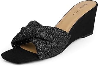 Modatope Wedge Sandals for Women Braided Wedge Heels Square Open Toe Raffia Dressy Womens Sandals