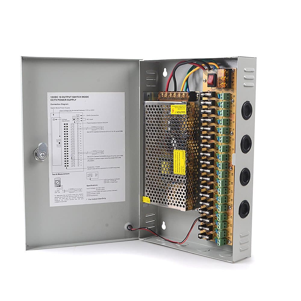 JOYFULDEAL 12v 10A DC 18CH Output Switch Mode CCTV Camera Power Supply Distribution Box LED
