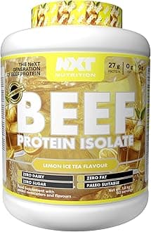 NXT Nutrition Beef Protein Isolate Powder - Protein Powder, Alternative to Whey Protein and Vegan Protein Powder, Halal, Lactose, Dairy, Gluten, and Soy Free - 60 Servings 1.8Kg Lemon Ice Tea