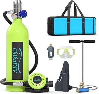 CHIKADIV Mini Scuba Tank, 1L Lung Tank Underwater Breathing for Snorkeling & Scuba Diving Tank for Exploration Emergency