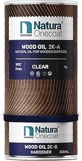 1.3 L Clear Wood Stain Oil, 2 Component, Easy to Apply, Very Low Odor, Dries Fast, VOC/Solvent Free, Durable Hardwax Oil for Interior Furniture & Flooring