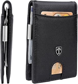 TRAVANDOMoney Clip Wallet RIO - Mens Wallets slim Front Pocket RFID Blocking Card Holder Minimalist Mini Bifold Gift Box, Black, S