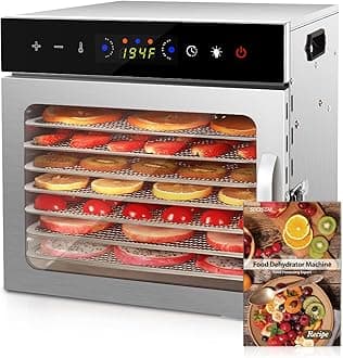 SUCISENI Food Dehydrator Machine 8 Trays Stainless Steel Food Dehydrated 600W Dehydrator with 24-hour Timer LED Touch Control Display Adjustable Timer Recipes for Jerky Herbs Meat Beef Fruit Vegetable