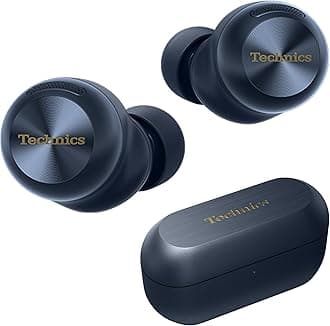 Technics Reference Class Hi-Fi Wireless Earbuds,Dolby Atmos with Head Tracking,Adaptive Noise Cancelling,3 Device Multipoint, 10-hr Battery,Wireless Charging,Improved Fit -EAH-AZ100-A (Blue)