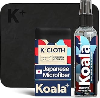 Koala Eyeglass Lens Cleaner Spray Kit | (1x) Glasses Cleaner Bottle + (1x) Microfiber Cloth | Alcohol Free Eyeglasses, Screen, and Camera Cleaning Kit | Made in USA (2 Piece Set)
