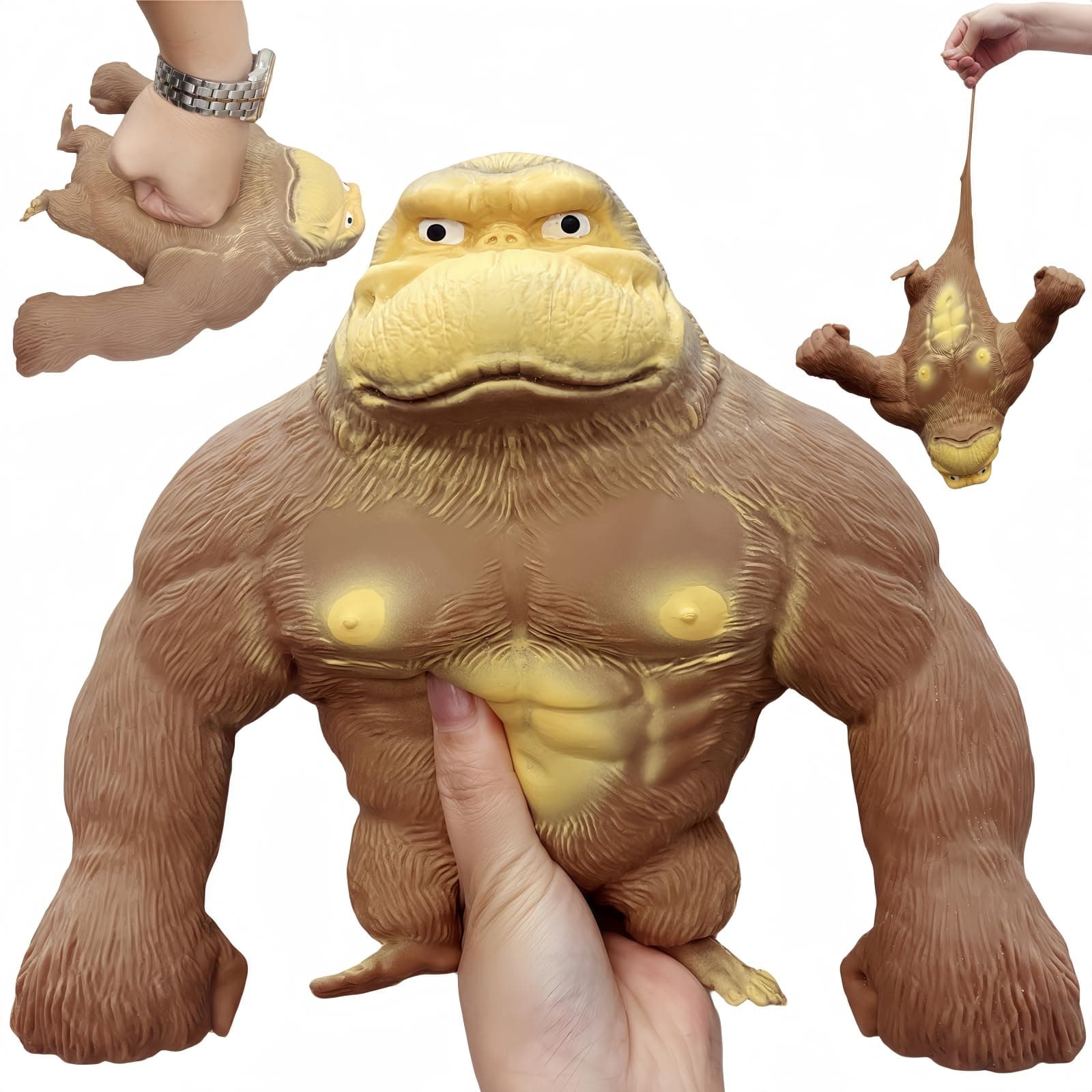 Stretchy Glue-Sand Filled Rubber Gorilla, Latex Gorilla Soft Decompression Doll Toy,Squishy Monkey Toy, Animal High-Elastic Stretchable, Decompression Toy for Adults and Children (Gorilla-XL)