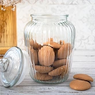 Airtight Clear Glass Storage Canister with Glass Lid Food Storage Container Jar with Sealing Bamboo Lid for Kitchen Storage and Multipurpose Use (TR-2000ML, Set of 4)