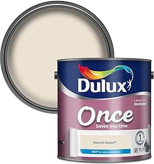 Dulux5190851 Once Matt Emulsion Paint For Walls And Ceilings - Natural Calico 2. 5 Litres