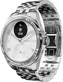 - ScanWatch Nova Brilliant, Heart Health Hybrid Unisex Smartwatch- ECG, SPO2, Temperature Monitoring, Sleep, Respiratory Health, Cycle Monitoring, 30-Day Battery Life, iOS & Android, Silver