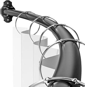 Mcrbeay Curved Shower Curtain Rod, Adjustable 35-65 inches Extra Wide Curved Shower Rods for Bathroom, Rust proof Shower Rod, Premium Stainless Steel Curved Curtain Rod for Shower, Bathtub, Black