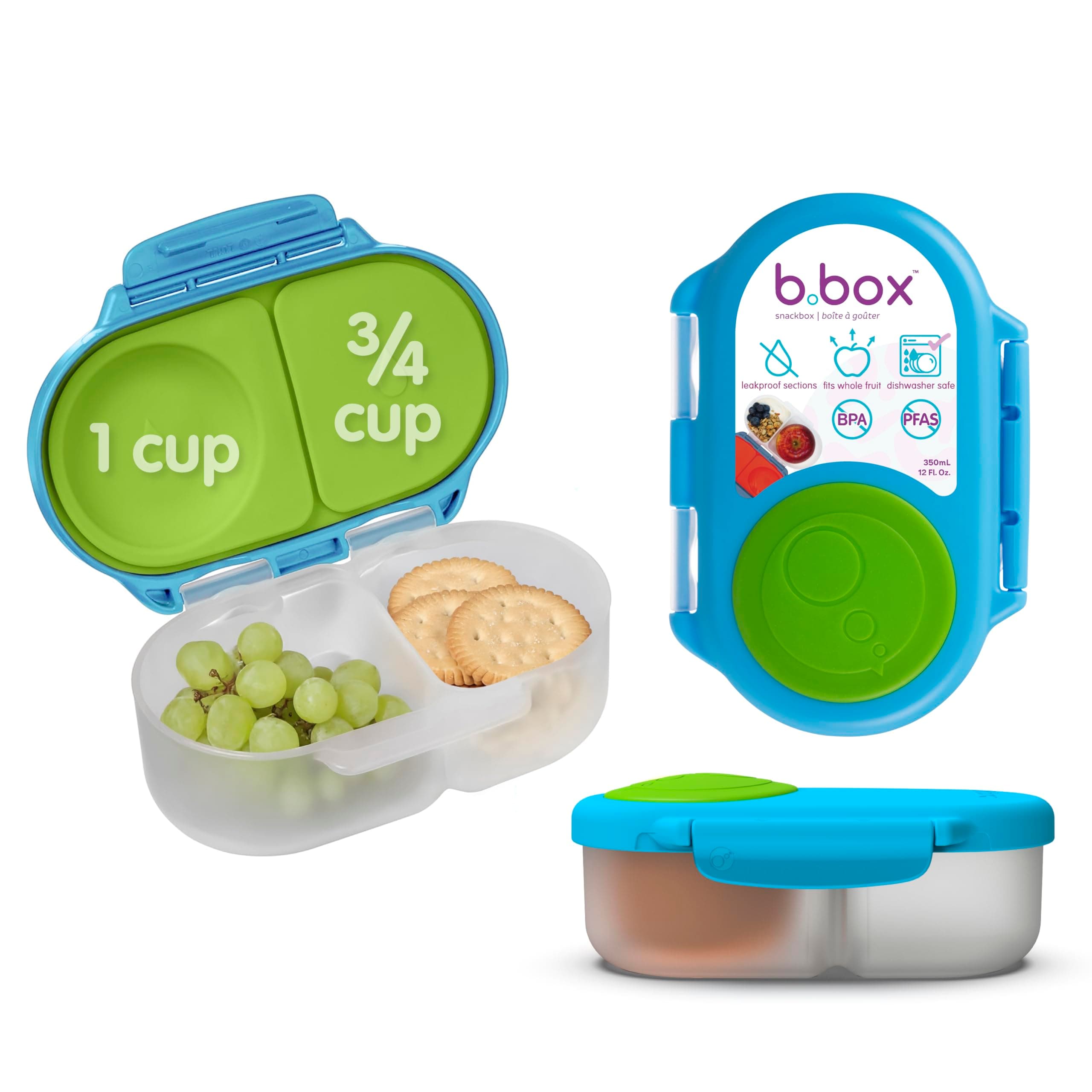 Mini Lunch Box for Children With Compartments, Bento Box, 2 Leak-proof Sections, Space for Whole Fruit, BPA-Free