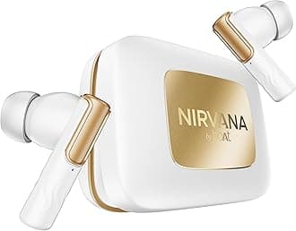 Boat Nirvana Ivy Pro, Dolby Atmos w/Head Tracking, 52dB Hybrid Adaptive ANC,Hi-Res LDAC, Titanium Dual Drivers, Bluetooth Earbuds, TWS Ear Buds Wireless Earphones w/mic (Ivory Gold)