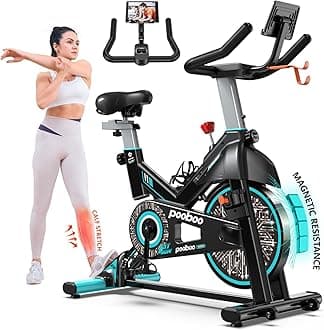 Exercise Bike, Adjustable Magnetic/Brake Pad Resistance Silent Belt Drive, Indoor Cycling Bike for Home Cardio, Fitness Stationary Bike with 350lbs/300lbs Weight Capacity &Upgraded Version Seat