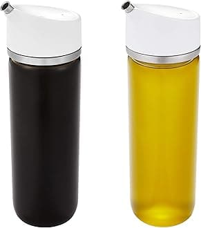 Good Grips Precision Pour Glass Dispenser Set, 2 Piece Oil & Vinegar Set, Clear, White