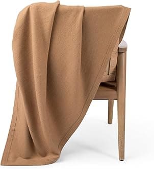 Jet&Bo 100% Camel Hair Throw Blanket for Sofa & Bed, Undyed Natural Color, Soft & Durable, Woven Design, 73" x 53”