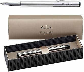 Personalised Engraved Parker Vector Stainless Steel Rollerball Pen in a Gift Box - Anniversary, Christmas Gifts for Men and Women - Enter Your Custom Text
