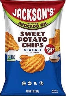 Jackson’s Wavy Sweet Potato Kettle Chips - with Sea Salt made with Premium Avocado Oil (7oz, Pack of 6) - Allergen-friendly, Gluten Free, Peanut Free, Vegan, Paleo Friendly - Shark Tank Product