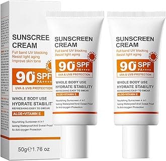 Sunscreen SPF 90, Sun Screen Protector for Face and Body, Long-Lasting Spectrum Sunscreen UVA/UVB Protection, Waterproof & Sweat-Proof, Non-Greasy Lightweight Moisturizing Skin