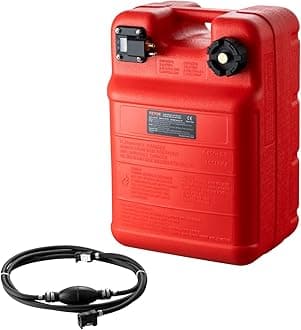 Marine Tank, 6.34-Gallon/24-L Portable Tank with 9.8ft Hose, Gauge for Outboard Engine, Yacht, Fishing, Deck Boat, Red