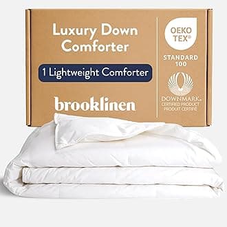 Lightweight Luxury Down Comforter, 100% Natural Canadian Duck Down Duvet Insert - 650 Fill Power, 100% Cotton Shell, Full/Queen Size Comforter for Warm Sleepers