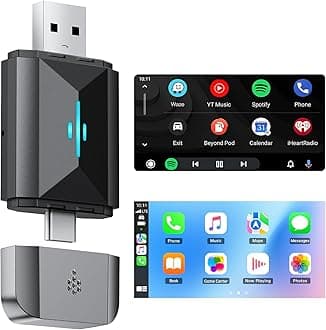2024 Upgrade 2 in 1 Wireless CarPlay & Android Auto Adapter Box, Converts Factory Wired to Wireless for Cars from 2016, Type-C/USB, Plug & Play