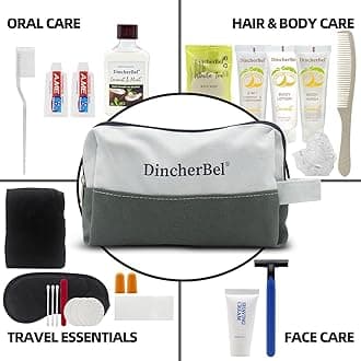 Travel Toiletry Kit, Hygiene Essential Kit for Travel, Business & Charity, 14-Piece Mini Toiletry Reusable Toiletry Zippered Bag