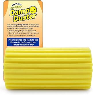 Scrub Daddy Damp Duster, Magical Dust Cleaning Sponge, Dusters for Cleaning, Venetian & Wooden Blinds Cleaner, Vents, Radiator, Skirting Boards, Mirrors, Dust Brush Tools, Home Gadgets, Yellow