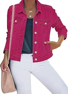 luvamia Women's Basic Button Down Stretch Fitted Long Sleeves Denim Jean Jacket