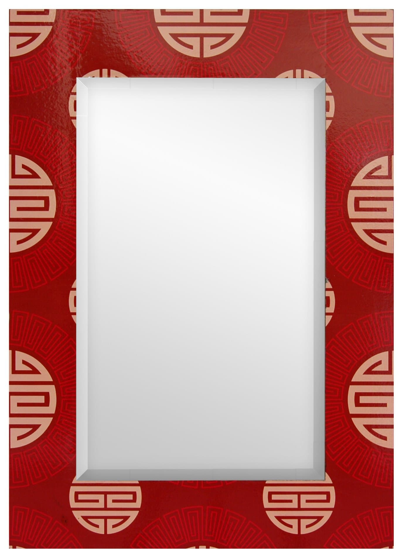 Oriental Furniture Red Shou Rectangular Mirror