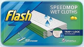 Flash Speedmop Wet Wipes Refills - Quick & Easy Cleaning, Lemon, Multi-Surface (Pack of 24)