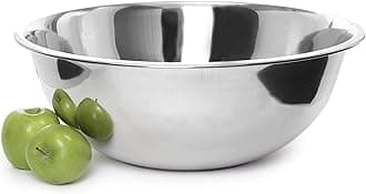 Stainless Steel Mixing Bowl - Premium Polished Mirror Nesting Metal Bowl for Cooking and Serving, Stackable for Convenient Storage-8 Quart, 1176, silver
