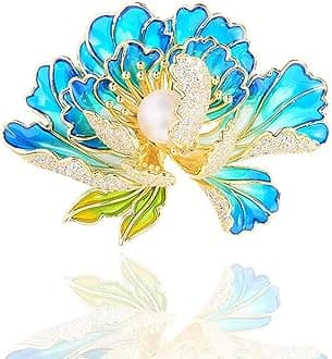 Dainty Flower Brooch Pins for Women Graceful Cubic Zircon Peony Pearl Enamel Badges Lapel Pins Trendy Banquet Prom Dress Jewelry Accessories Gift
