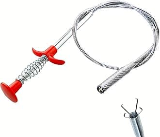 Flexible Drain Clog Remover Tool, Extra Long Plumbing Snake Hair Catcher with 4-Prong Grabber Claw, Heavy-Duty Spring Reacher for Kitchen Sink, Bathroom Tub, Sewer & Dropped Items (24 inch)