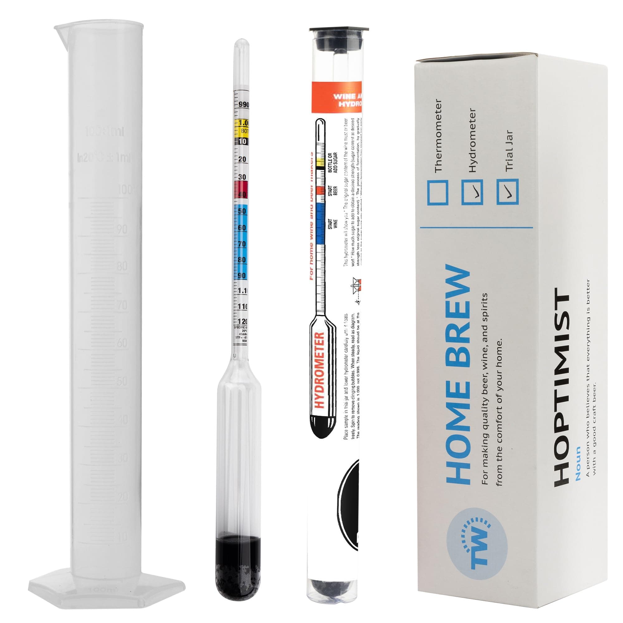 Home Brew Hydrometer with Included 100 Millimeter Trial Sampling Jar - Home B...