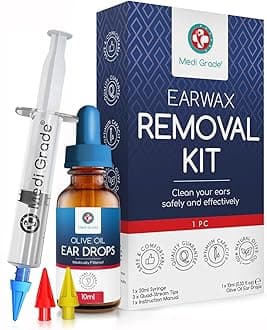 Ear Wax Removal Kit with Olive Oil Ear Drops, 10ml - The Original Ear Syringe Kit with Ear Wax Removal Drops for Softening and Safely Removing Earwax - Gentle Ear Cleaner Ear Wax Remover