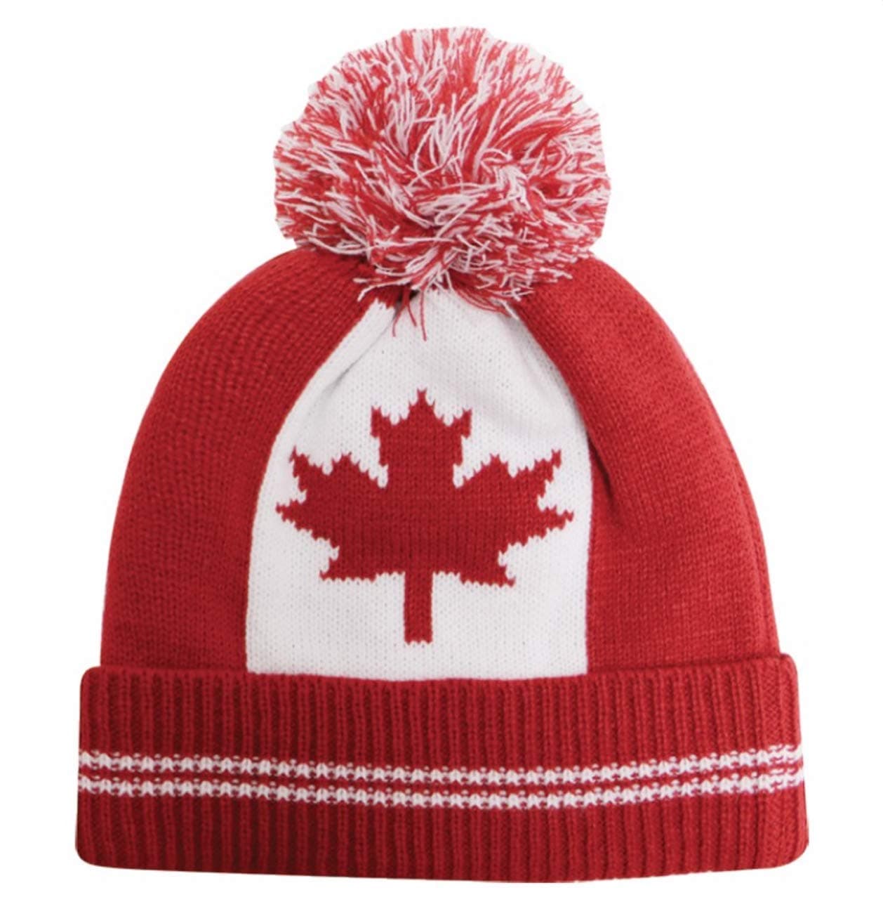Canada Flag Striped Matching Winter Cap