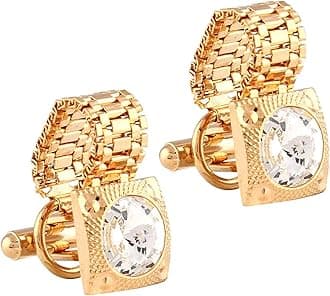 Miami Crystal Gold Diamond Cuff Links for Mens Cufflinks Set for Men with Gift Box
