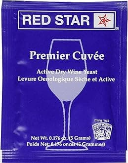 Red Star Premier Cuvee Wine Yeast (5 Pack) - Great for Making Wine Cider Mead Kombucha at Home - 5 g Sachets - Saccharomyces cerevisiae - Sold by CAPYBARA Distributors Inc.