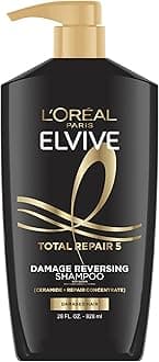 Elvive Total Repair 5 Repairing Shampoo for Damaged Hair Shampoo with Protein and Ceramide for Strong Silky Shiny Healthy Renewed Hair 28 Fl Oz