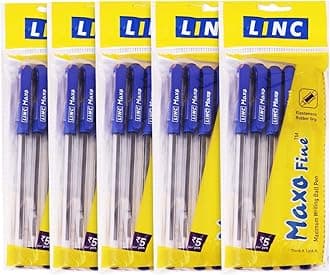 Maxo Ballpoint Pens, BLUE, Pack of 10, Fine Point (0.7mm), Comfortable Grip, Everyday Pens for School Office Home Business