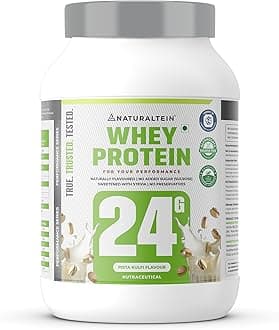 Naturaltein Natural Whey Protein 1 kg | Pista Kulfi Flavour | 24g Protein Per Serving | No Added Sugar | Sweetened with Stevia | Non-GMO | Soy-Free | Gluten-Free | Super Mixability