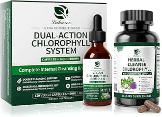 Lukaree Chlorophyll Liquid Drops & Capsules Combo, Dual Action Support for Cleansing, Energy & Oral Freshness, Immune Support, Internal Deodorant, Skin & Gut Health, Vegan, Sugar-Free, 2Oz + 120 Caps