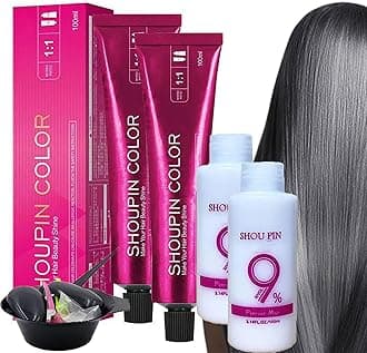 Hair Dye - Color Silver-Grey & Smoke Hair Color Cream Kit, Semi-Permanent Hair Color, No Bleaching Silver-Grey&smoke Gray Hair Color Dye Kit(2 PCS)