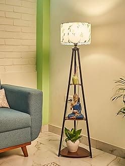 Crosscut Furniture Metal Floor Lamp with 3 Shelves (Farm Petal) LED Bulb Included, Multicolour