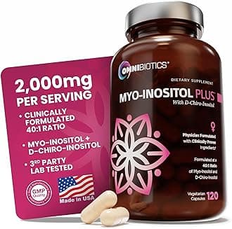 OmniBiotics Myo-Inositol & D-Chiro Inositol Supplement with 40:1 Ratio for Hormone Balance for Women - Women Supplement to Support Reproductive Health & Ovarian Function. Non-GMO - 120 Vegan Capsules