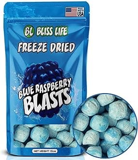 Bliss Life Blue Raspberry Blast Freeze Dried Berry Fruit Candy from TikTok, ASMR Crunchy Candy, Spicy Sweet and Sour Kids Snacks, Unique Novelty Snack for Kids 1.5oz