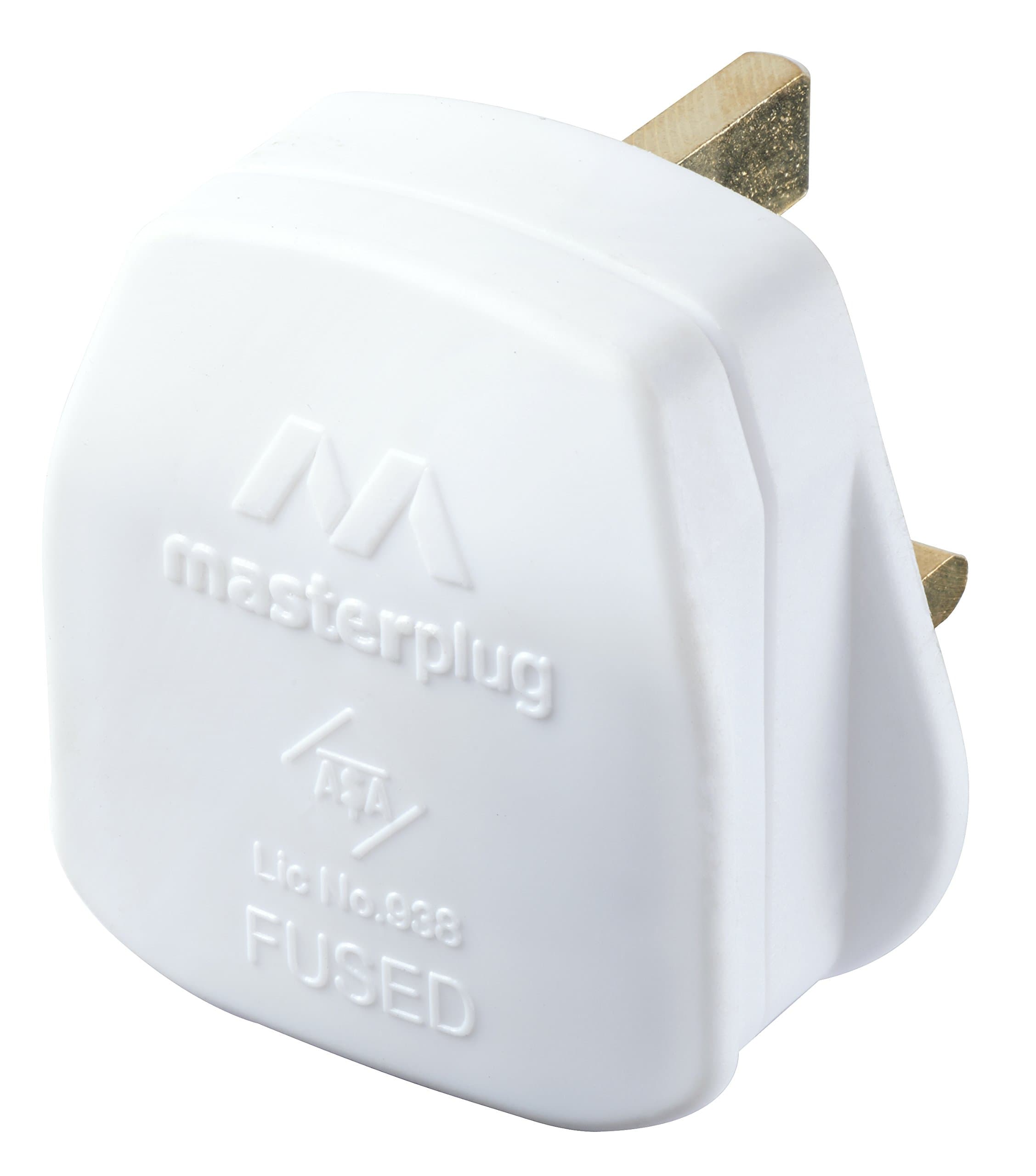 Masterplug Plug with 13 Amp Fuse, 50 x 48 x 43 mm, White